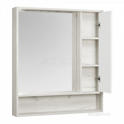 Акватон Флай 80 Зеркало-Шкаф белый, дуб крафт в Геленджике