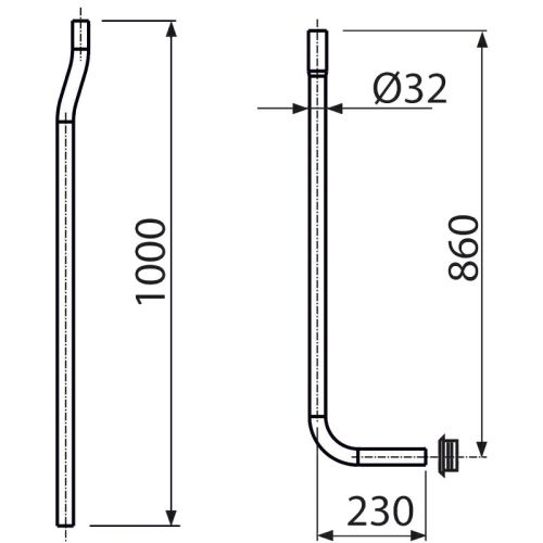 Alca Plast A95 Водосливная труба 32 мм, состоящая из двух частей + прокладка гофрированная в Геленджике
